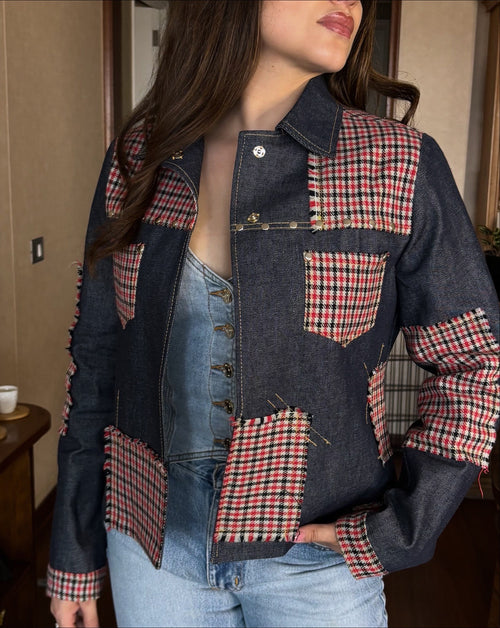 Chaqueta denim cuadrillé